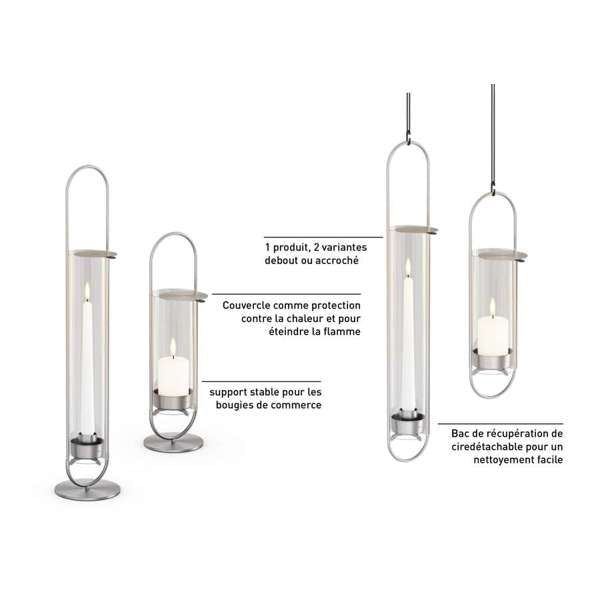 OVAL CANDLE 55 Bougeoir argent