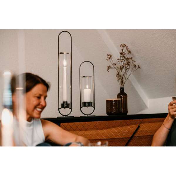 OVAL CANDLE 55 Bougeoir noir brossé