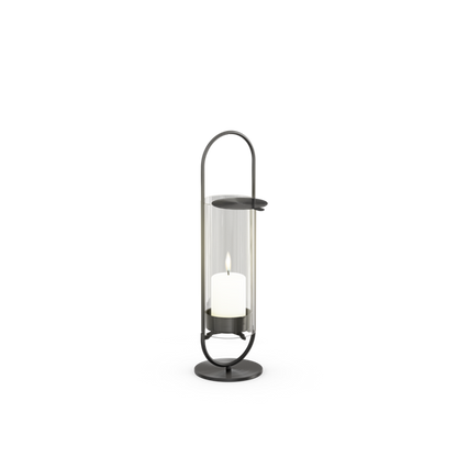 OVAL CANDLE 35 Bougeoir noir brossé