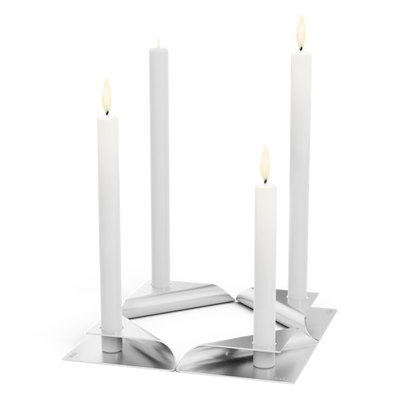 SQUARE CANDLE Ensemble de bougeoirs argent